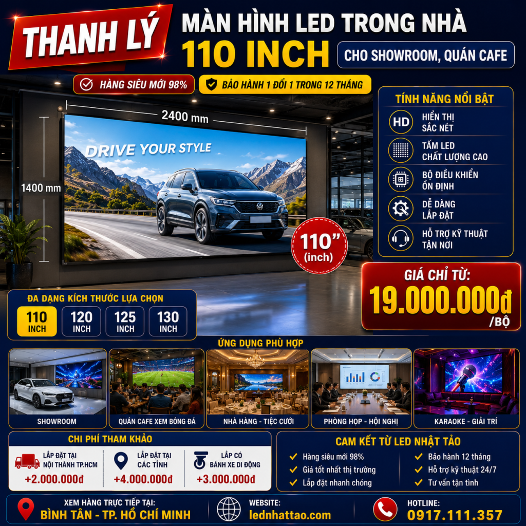 Thanh lý Màn Hình LED Trong Nhà 110 Inch