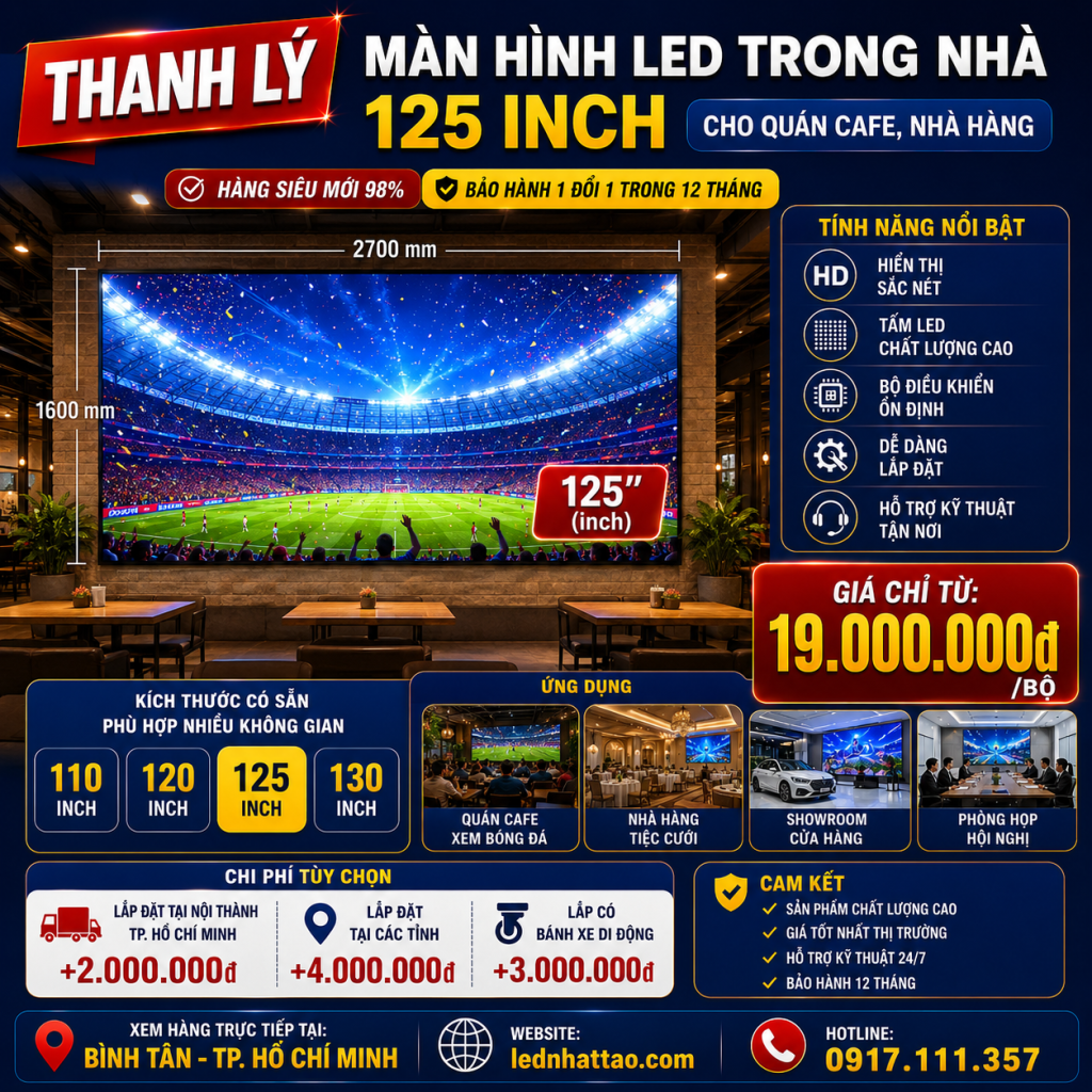 Thanh lý màn hình LED trong nhà 125 inch